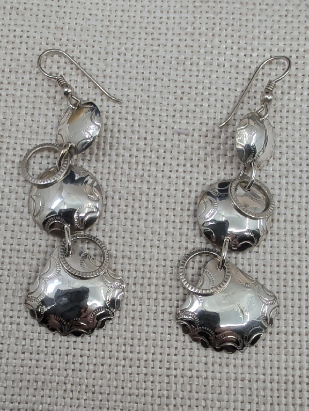 Handmade Sterling Silver Seashell Dangle Earrings Florida Keys Artisan - Picture 11 of 17
